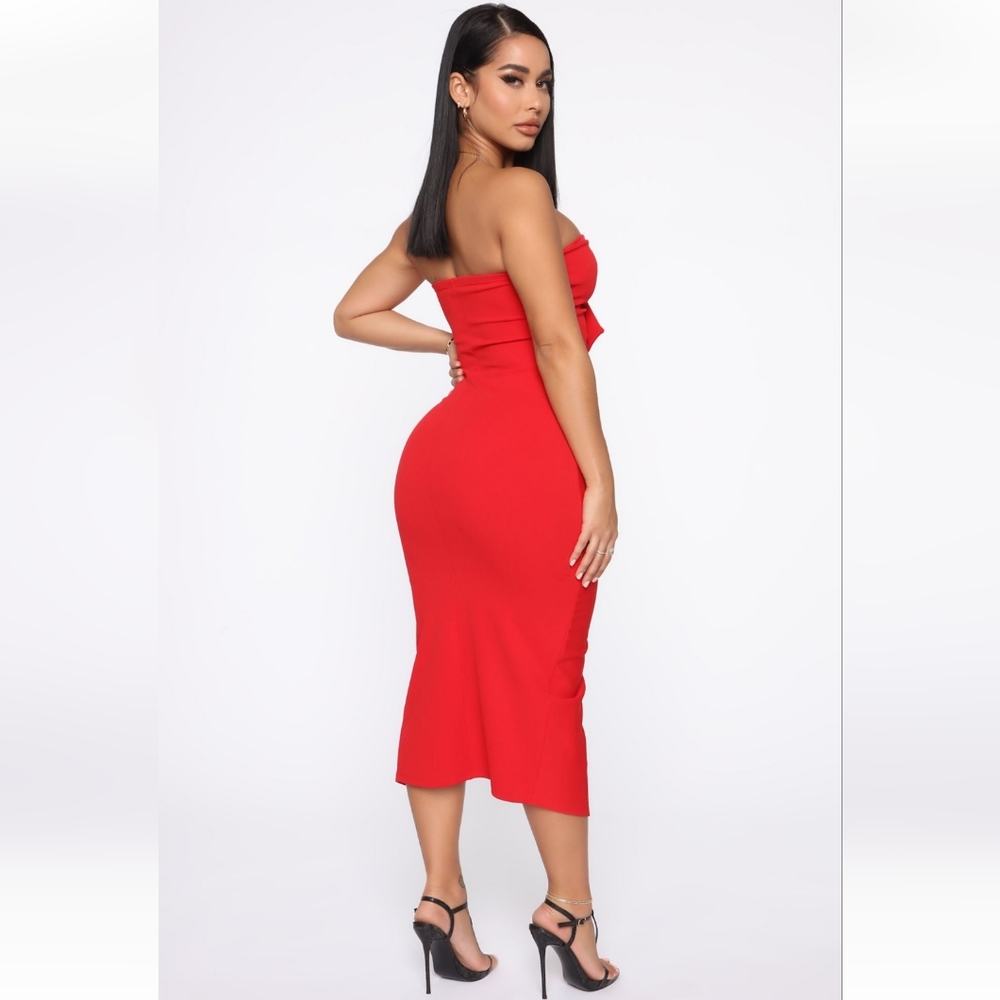 Red Strapless Dress - Picture 3 of 9